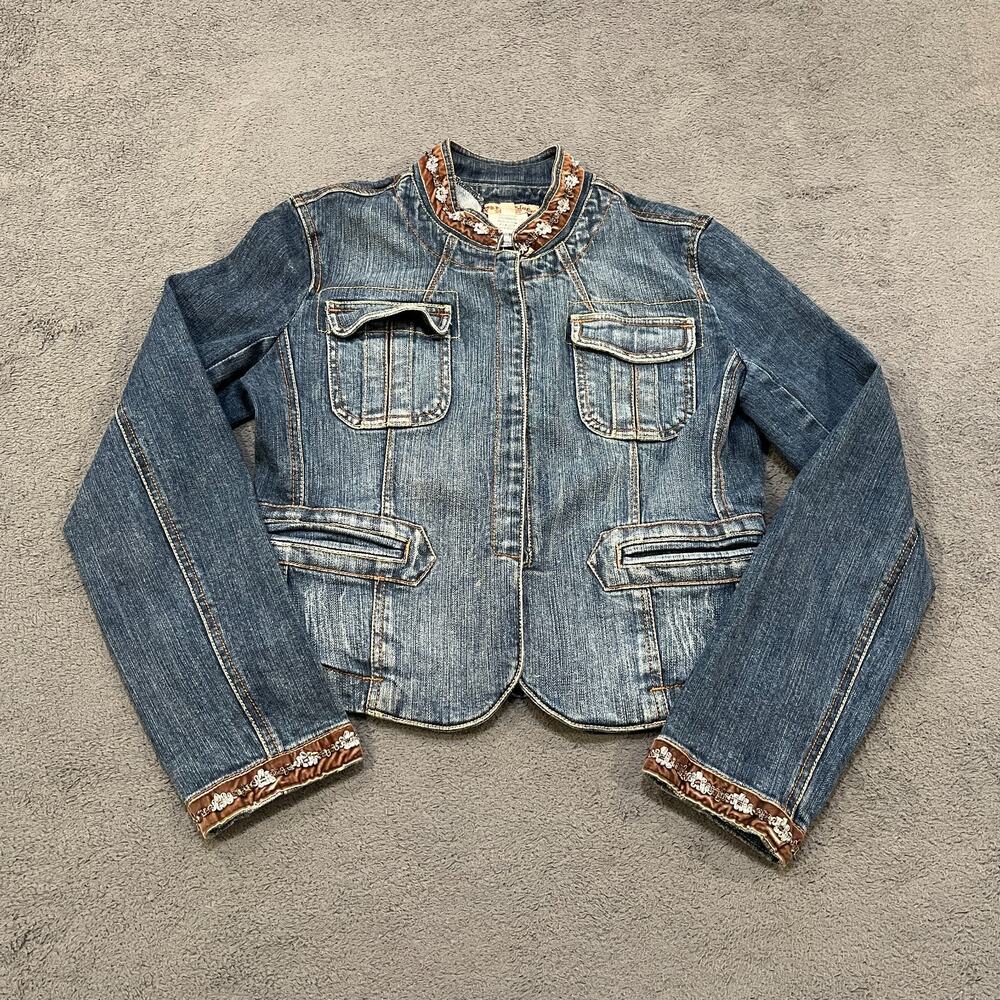 Paris Blues Blue Acid Wash Jean Jacket Denim Trucker Jacket Women's Size Medium